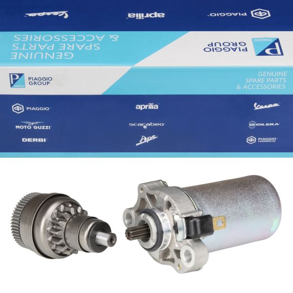Anlasser + Anlasserfreilauf (14/55Z) für Piaggio 4-Takt / Fly Liberty NRG Zip / Aprilia SR / Vespa ET4 Primavera 50 (114297)
