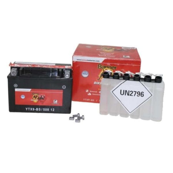 Flüssigbatterie Banner Batterie YTX9, 12 V 8 Ah, Pluspol links, DIN 50812 (145296)