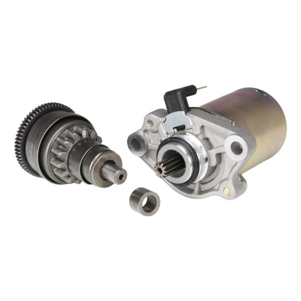 Anlasser + Anlasserfreilauf (14/63Z) + Buchse für Piaggio 2-Takt / Liberty NRG Sfera TPH Zip / Aprilia SR / Vespa ET2 (114277)
