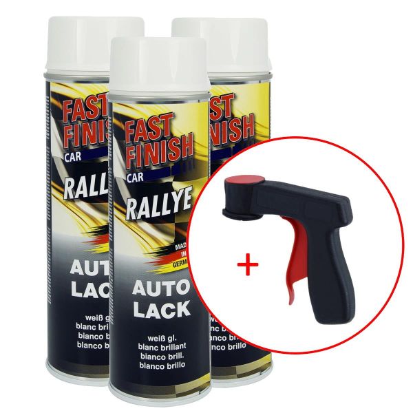 FastFinish Fast Finish Rallye Lack weiß glänzend 3x 500 ml. + 1 Spraydosen Handgriff (FF2959043s731)