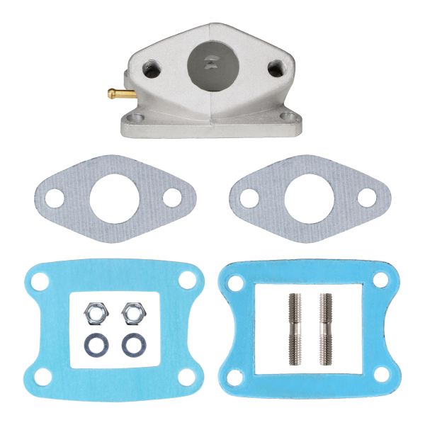 Ansaugstutzen 20mm + Dichtung Membranblock + Dichtung Ansaugstutzen für Honda MT MB MTX MBX 50 (114537)