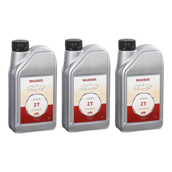 Wagner Zweitaktöl Super 2T Classic 3x 1L – mineralisches Zweitakt-Motoröl für Oldtimer, Roller & Zweiräder (20001060013)