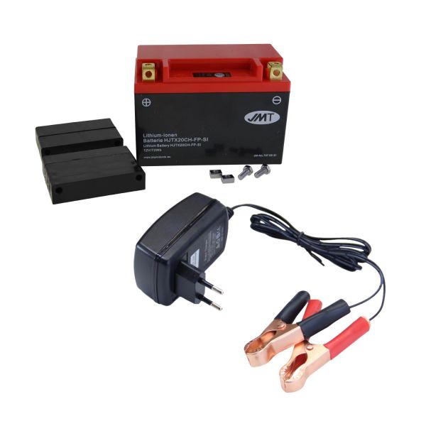 Lithium-Ionen-Batterie JMT HJTX20CH-F, 12 V 6 Ah, Pluspol links, DIN 51912 + Ladegerät (9533881)