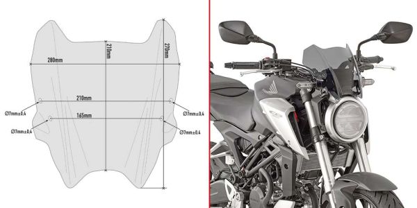 GIVI Windschild getönt 210 x 280 mm H/B mit ABE, inkl. Montagekit (A1164G)