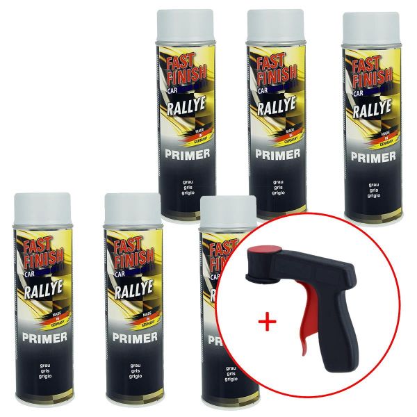 FastFinish Fast Finish Rallye Haftgrund grau 6x 500 ml. + 1 Spraydosen Handgriff (FF2928116s731)