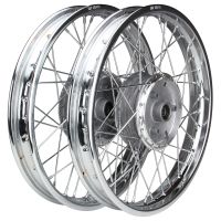 2x Stahl Speichenrad komplett 1,60x16 Zoll Felge chrom / Speichen chrom für Simson S50 S51 S53 S70 S83 KR51 Schwalbe SR4 (1007102)