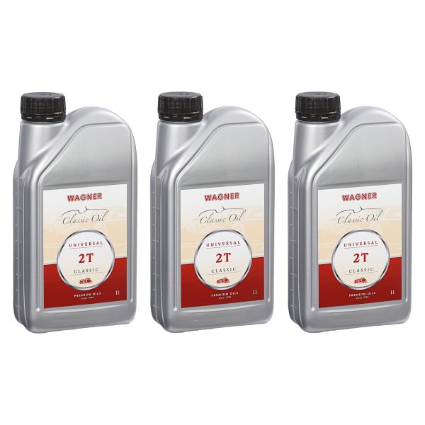 Wagner 2-Taktöl Universal 2T teilsynthetisch 3×1 L – Premium Zweitaktöl für Scooter, Motorrad & Oldtimer (20001050013)