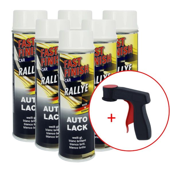 FastFinish Fast Finish Rallye Lack weiß glänzend 6x 500 ml. + 1 Spraydosen Handgriff (FF2959046s731)