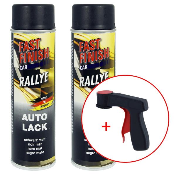 FastFinish Fast Finish Rallye Lack schwarz matt 2x 500 ml. + 1 Spraydosen Handgriff (FF2928282s731)