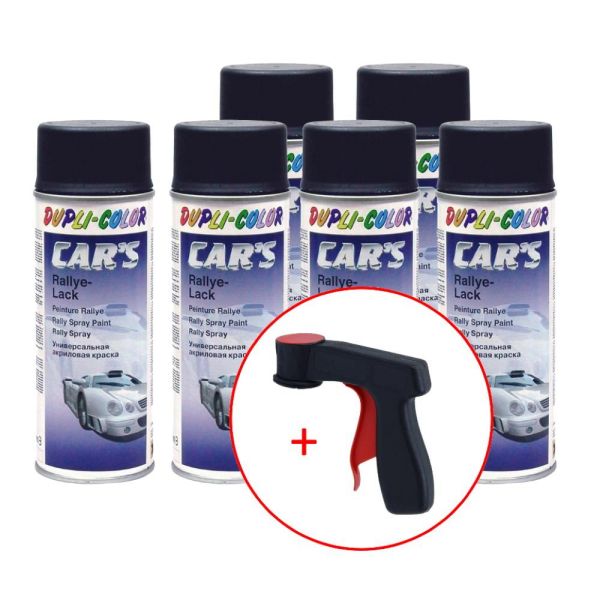 Dupli-Color Car's Rallye Lack Lackspray schwarz glänzend 6x 400 ml. + 1 Spraydosen Handgriff (DU3858656s731)