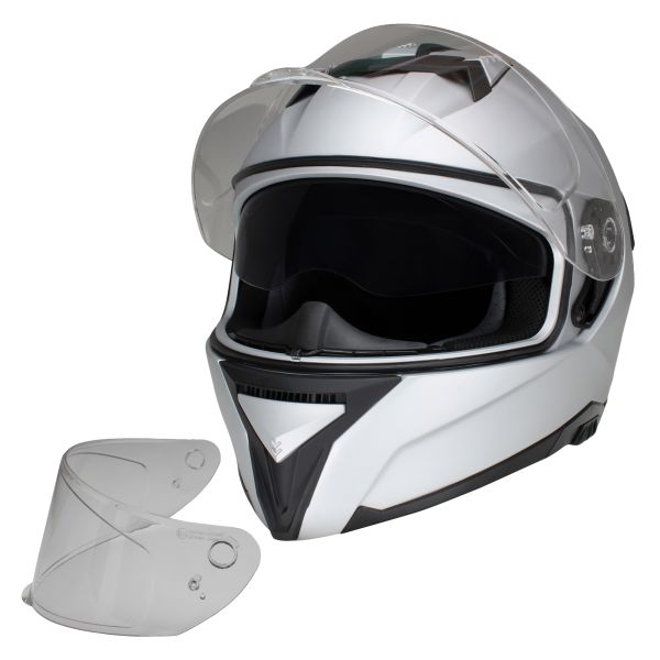Motorradhelm Integralhelm CMX ARES silber matt  Größe XXL inkl. Ersatzvisier klar (13655061)