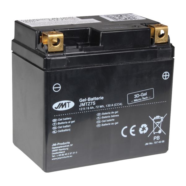 JMT Gel Batterie YTZ7S 12 V 6 Ah 130 A 114 x 71 x 106 mm wartungsfrei (927813)