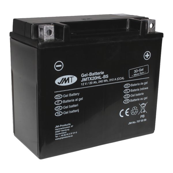 JMT Gel Batterie YTX20HL-BS 12 V 20 Ah 310 A 175 x 87 x 154 mm (113932)