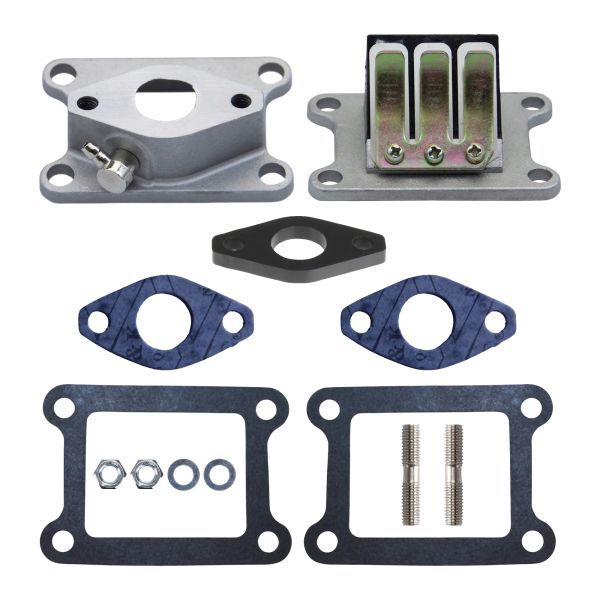 Ansaugstutzen 16mm + Isolierplatte + Membranblock + Dichtungen für Yamaha DT 50 R M MX (bis 2003) / RD 50 M MX DX (114500)