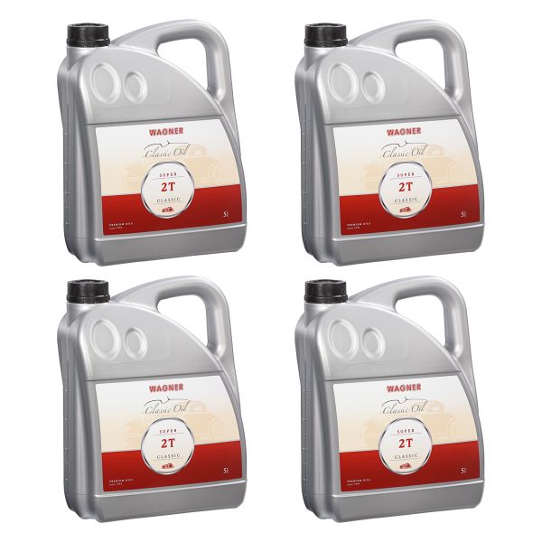 Wagner Zweitaköl Super 2T Classic 4x 5 Liter – Mineralisches 2-Takt-Motoröl für Oldtimer, Roller und luft- & wassergeküh (200010600520)