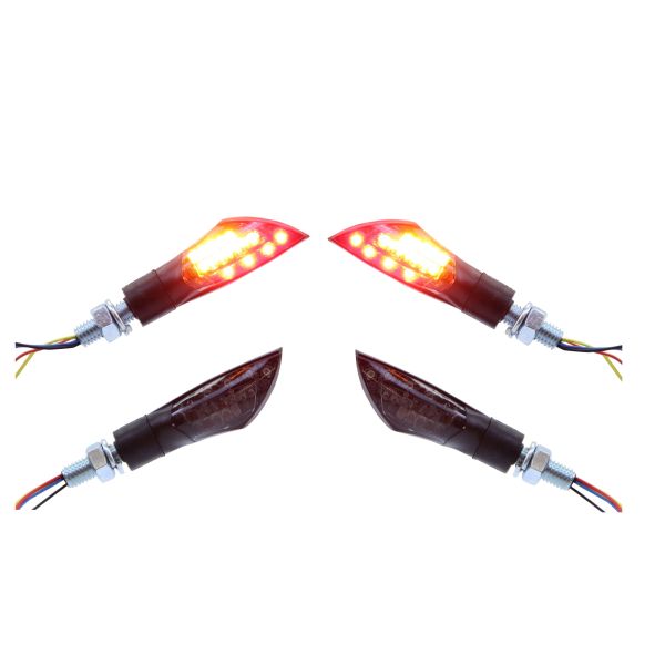 Motorrad LED Blinker/LED Rücklicht Kombination Charly schwarz klar 4-er Set (165515)