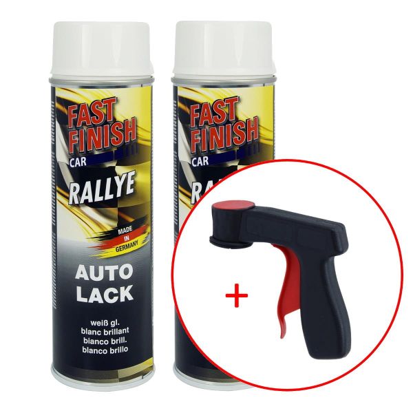 FastFinish Fast Finish Rallye Lack weiß glänzend 2x 500 ml. + 1 Spraydosen Handgriff (FF2959042s731)