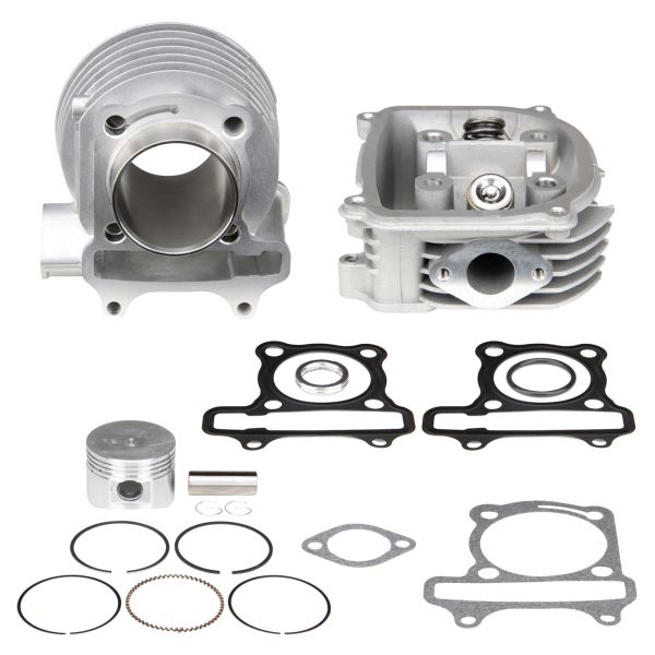 Zylinder Set + Kopf 125ccm 52,4mm (mit Ventile) (ohne SLS) für 4-Takt China GY6 152QMI  / Rex RS Baotian BT125 AGM Kymco (107542)