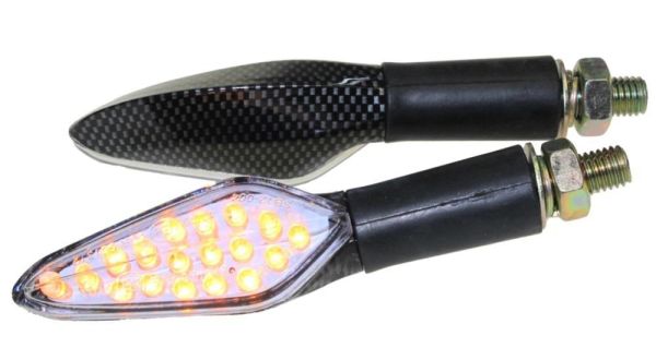 Motorrad Mini Blinker LED Shower carbon klar E-geprüft (163667)