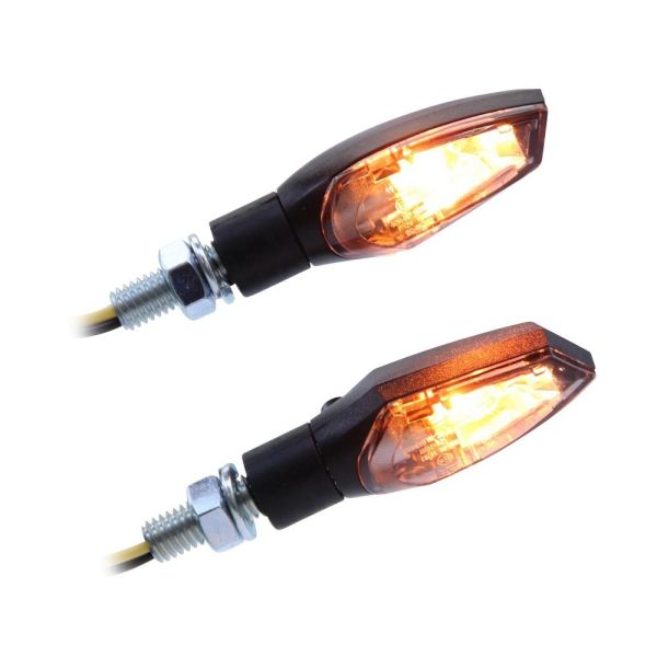 Halogen Blinker "Wave"  schwarz getönt kurz vorne hinten 12V M8 Motorrad Quad Roller (166214)