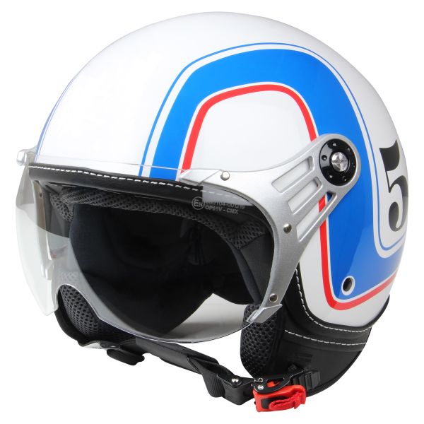 Cmx Cafe Racer 53 Blancrougebleu Casque Jet Casque De Moto Casque