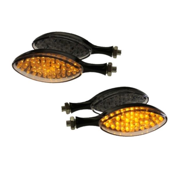 4x Motorrad Blinker LED Brush schwarz klar E-geprüft M10 (164847)