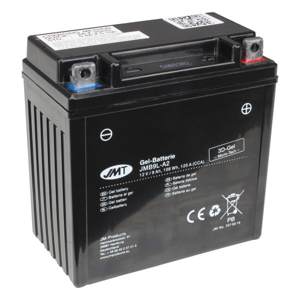 JMT Gel Batterie für MZ/MuZ 125 SM 2001-2008 wartungsfrei einbaufertig mit Pfand (113885)
