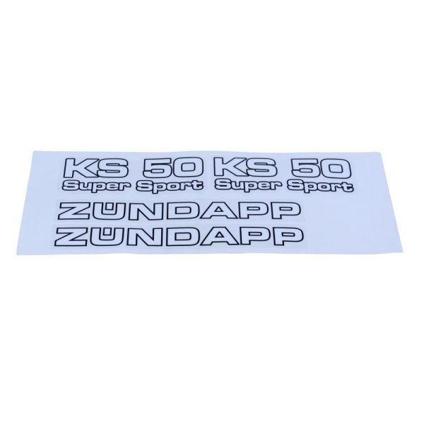 Aufkleber Satz "KS50 Super Sport" schwarz/weiß für Zündapp KS50 Super Sport  (529-10.184-Set)