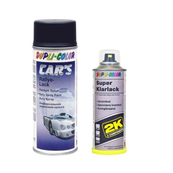 Lackierset für Benzintanks: Car's Lackspray schwarz glanz 400 ml. + 2K Klarlack hochglanz 160 ml. (DU369469_DU385865)