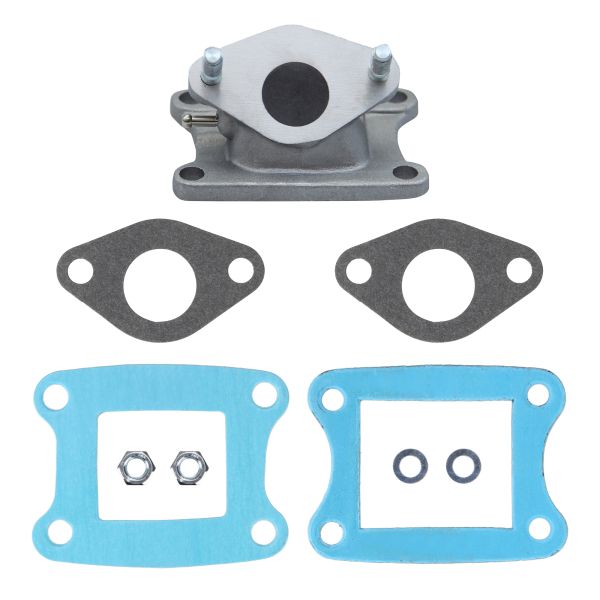 Ansaugstutzen 18mm + Dichtung Membranblock + Dichtung Ansaugstutzen (Keihin Vergaser) für Honda MT MB MTX MBX 50 (114556)