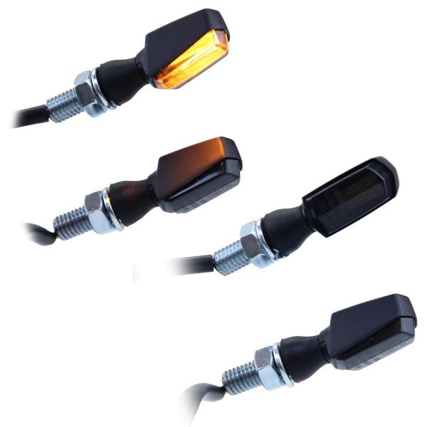 LED Mini Blinker "Vision" Set schwarz getönt vorne hinten 12V M8 Motorrad (1662512)