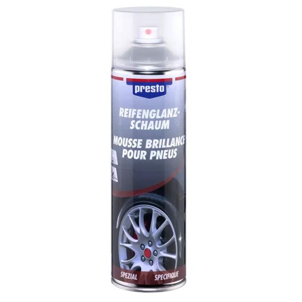 Presto Mousse pour faire briller les pneus 500ml Entretien Maintenance Huile & Liquides