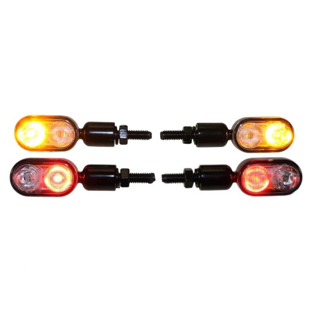 Mini clignotant LED Vision Set noir teinté avant arrière 12V M8