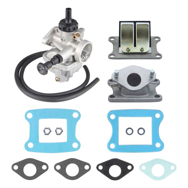Vergaser 18mm + Isolierplatte + Ansaugstutzen + Membranblock + Dichtungen (Keihin Vergaser) für Honda MT MB MTX MBX 50 (114567)
