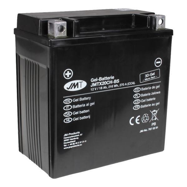 JMT Gel Batterie YTX20CH-BS 12 V 18 Ah 270 A 151 x 87 x 161 mm (113933)