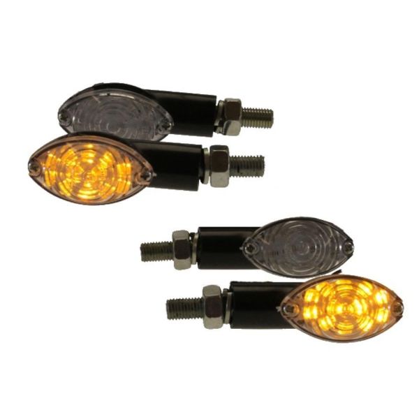 4x Motorrad Mini Blinker LED Arken schwarz klar E-geprüft M10 (164838)