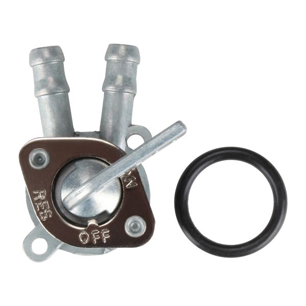 Benzinhahn 17mm, 2x Abgang, Metall-Hebel für Honda C 50 70 90 Cub / ST 50 70 Dax - Citomerx (112531)