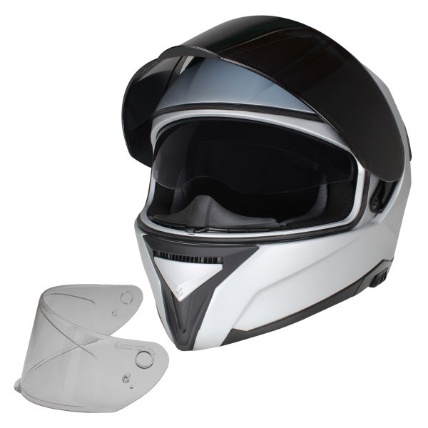 Motorradhelm Integralhelm CMX ARES silber matt  Größe L inkl. Zusatzvisier getönt (13655042)
