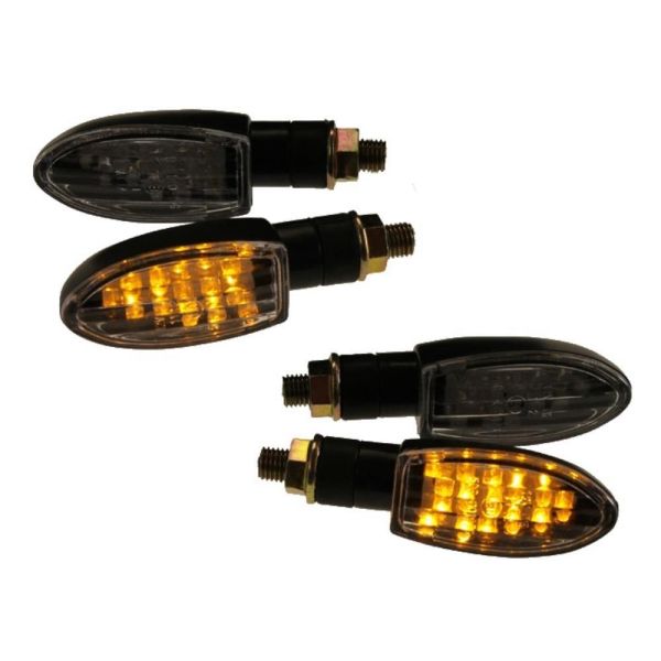 4x Motorrad Mini Blinker LED Marten schwarz klar E-geprüft (164836)