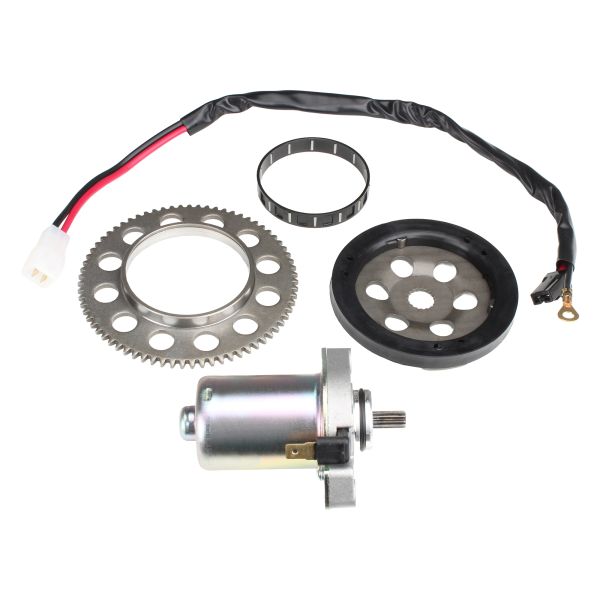 Anlasser + Anlasserfreilauf (13mm Variostumpf) + Starterritzel für Minarelli / Yamaha Aerox / Aprilia / MBK (114292)
