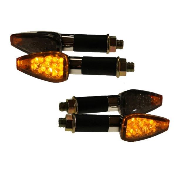 4x Motorrad Mini Blinker LED Future chrom getönt E-geprüft M10 (164843)