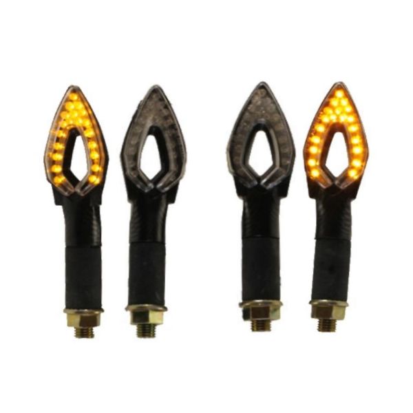 4x Motorrad Mini Blinker LED Candle carbon klar E-geprüft M10 (164834)