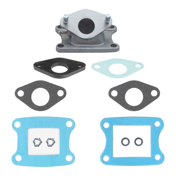 Ansaugstutzen 18mm + Isolierplatte + Dichtungen (Keihin Vergaser) für Honda MT MB MTX MBX 50 (114560)