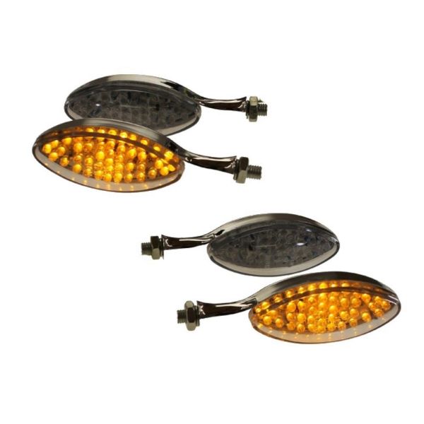 4x Motorrad Blinker LED Brush chrom klar E-geprüft M10 (164846)