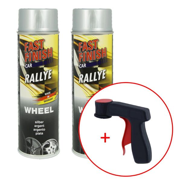 FastFinish Fast Finish Rallye Felgenlack silber 2x 500 ml. + 1 Spraydosen Handgriff (FF2928422s731)