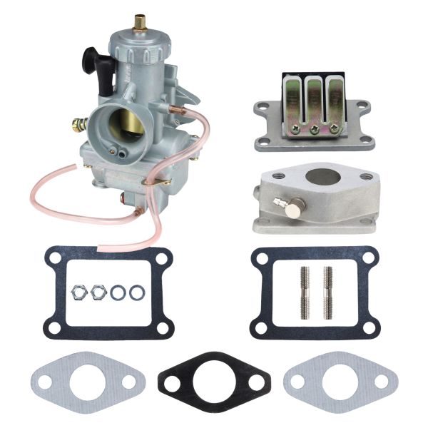 Vergaser VM24 24mm + Isolierplatte + Ansaugstutzen + Membran + Dichtung für Yamaha DT 50 R M MX (-2003) / RD 50 M MX DX (114523)