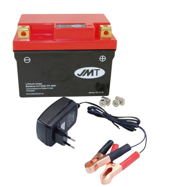 Lithium-Ionen-Batterie JMT HJTZ5S-FP, 12 V 2 Ah, Pluspol rechts, DIN 50412 + Ladegerät (9533961)