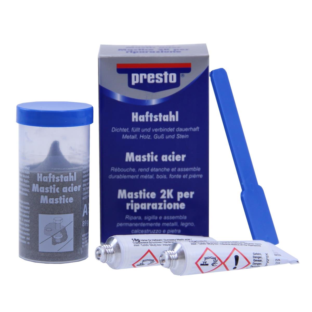 Colle pour métal en acier presto adhesive (aluminium liquide) 125g