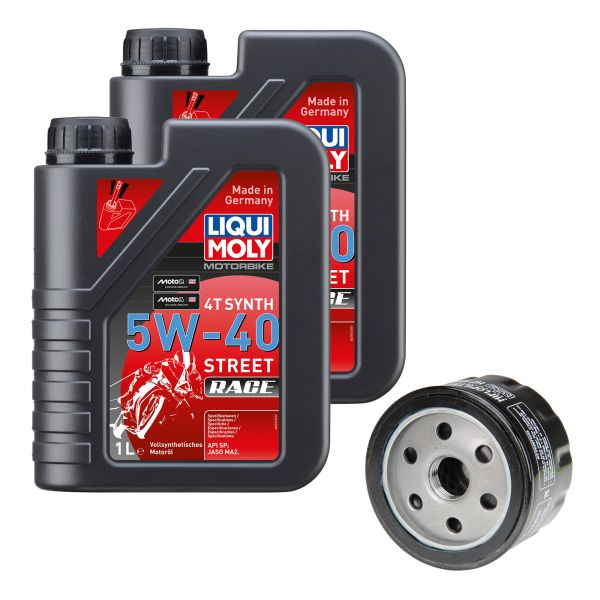 Gilera Fuoco 500 M61100 2010, LIQUI MOLY 5W-40 Race 2L, HiFlo Ölfilter Set (110704)