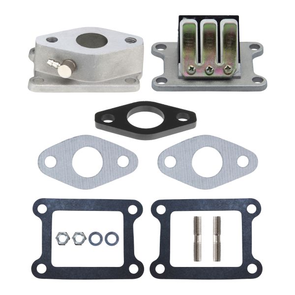 Ansaugstutzen 24mm + Isolierplatte + Membranblock + Dichtungen für Yamaha DT 50 R M MX (bis 2003) / RD 50 M MX DX (114520)